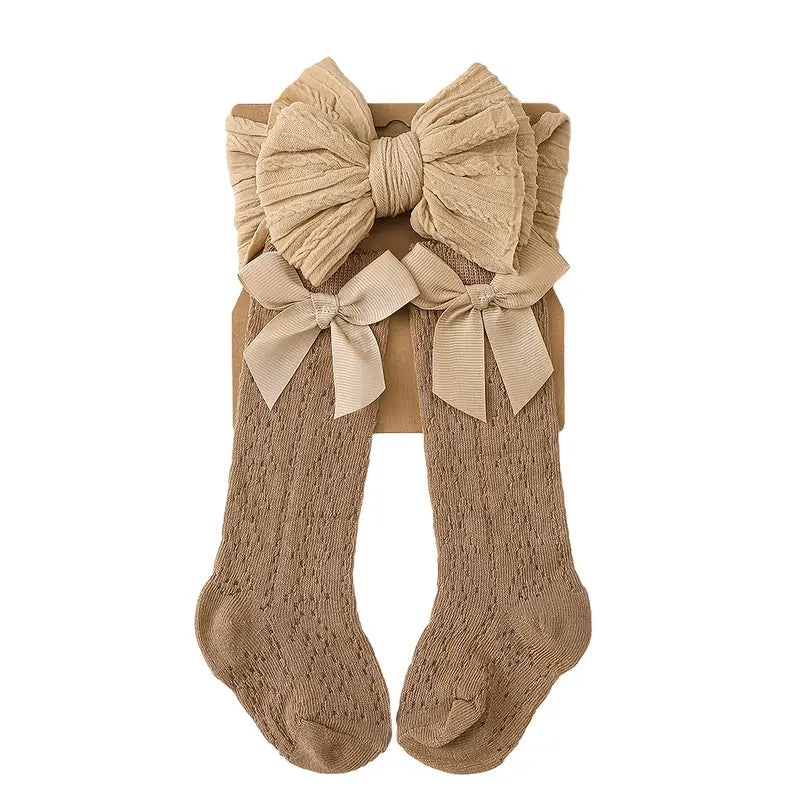Socks & Solid Cable Bow Headband Set