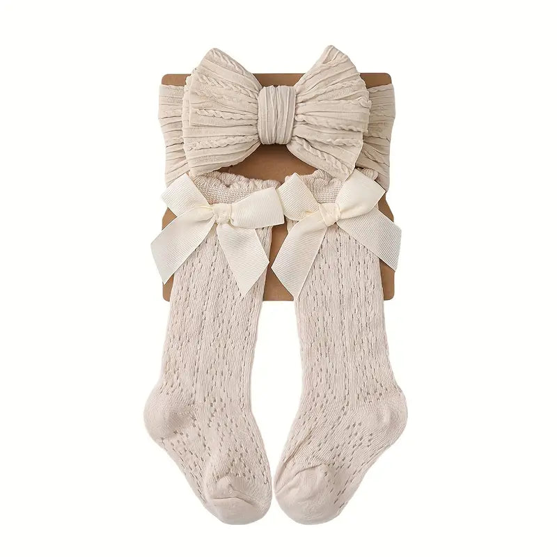 Socks & Solid Cable Bow Headband Set