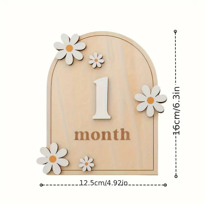 Two-Sided Daisy Wooden Month and Year Milestone Cards