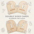Two-Sided Daisy Wooden Month and Year Milestone Cards