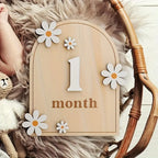 Two-Sided Daisy Wooden Month and Year Milestone Cards